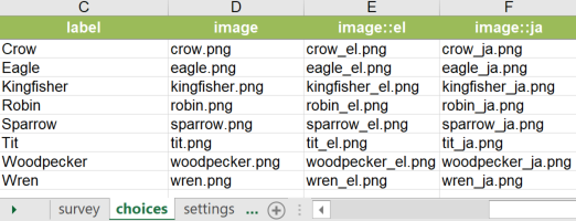 Create an image column for each
language